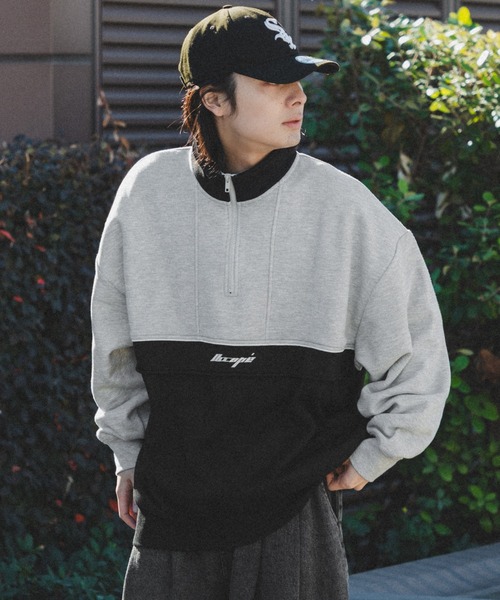 kutir（クティール）の「配色切替ハーフジップスウェット（スウェット・メンズ・ネイビー/ブラック・MEDIUM/LARGE）」の9枚目の写真