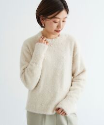 フェザーヤーンパールデザインニット