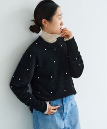 フェザーヤーンパールデザインニット