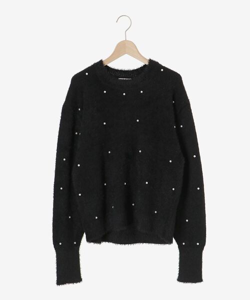 le.coeur blanc(ルクールブラン)の「フェザーヤーンパールデザインニット(ニット/セーター・レディース・ブラック/ベージュ/ピンク・38)」の4枚目の写真