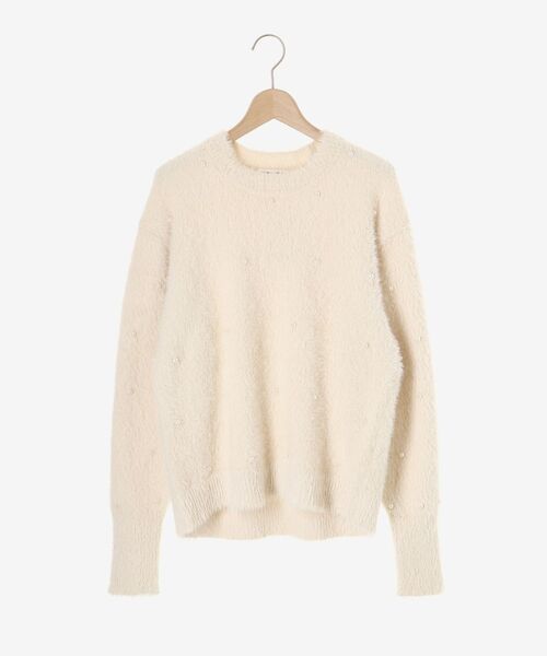 le.coeur blanc(ルクールブラン)の「フェザーヤーンパールデザインニット(ニット/セーター・レディース・ブラック/ベージュ/ピンク・38)」の12枚目の写真