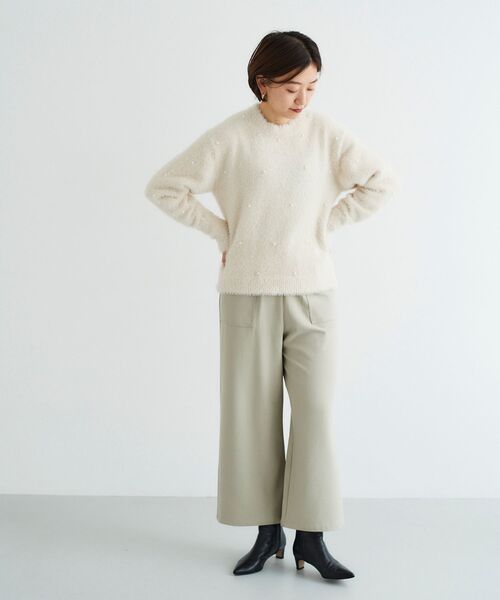 le.coeur blanc(ルクールブラン)の「フェザーヤーンパールデザインニット(ニット/セーター・レディース・ブラック/ベージュ/ピンク・38)」の18枚目の写真