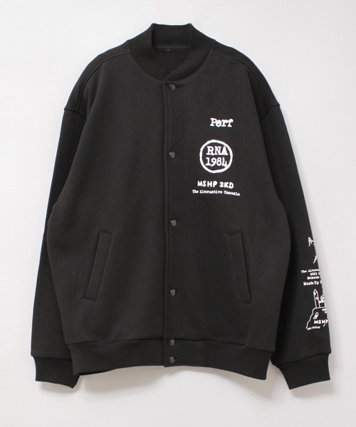 RNA（アールエヌエー）の「M2206 MASH UP裏毛スタジャン（ブルゾン・レディース・ブラック/グリーン/ネイビー・MEDIUM）」の4枚目の写真