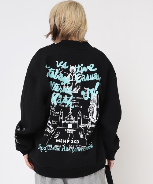 RNA（アールエヌエー）の「M2206 MASH UP裏毛スタジャン（ブルゾン・レディース・ブラック/グリーン/ネイビー・MEDIUM）」の12枚目の写真