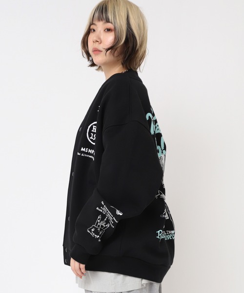 RNA（アールエヌエー）の「M2206 MASH UP裏毛スタジャン（ブルゾン・レディース・ブラック/グリーン/ネイビー・MEDIUM）」の11枚目の写真