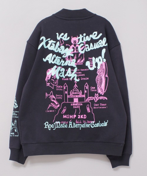 RNA（アールエヌエー）の「M2206 MASH UP裏毛スタジャン（ブルゾン・レディース・ブラック/グリーン/ネイビー・MEDIUM）」の9枚目の写真