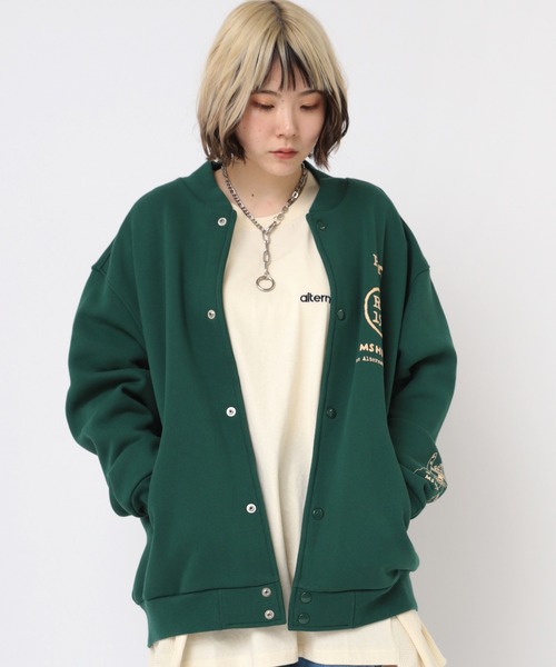 RNA（アールエヌエー）の「M2206 MASH UP裏毛スタジャン（ブルゾン・レディース・ブラック/グリーン/ネイビー・MEDIUM）」の21枚目の写真