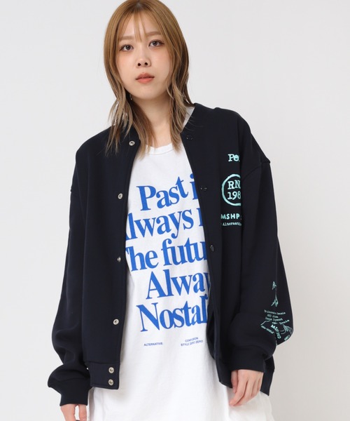 RNA（アールエヌエー）の「M2206 MASH UP裏毛スタジャン（ブルゾン・レディース・ブラック/グリーン/ネイビー・MEDIUM）」の16枚目の写真