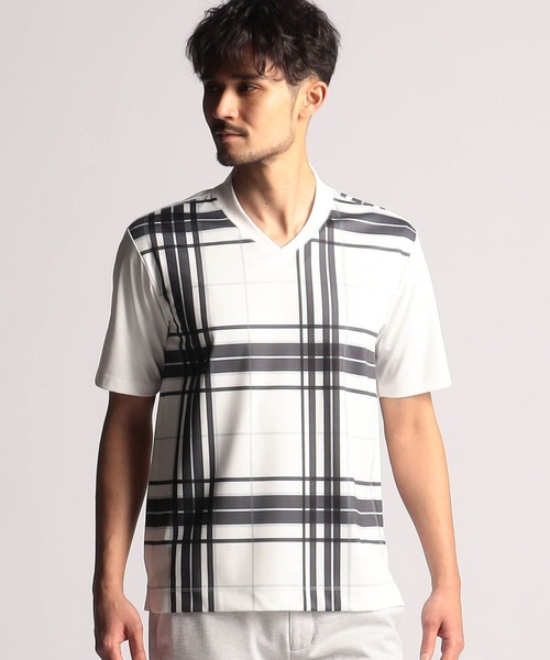 NICOLE CLUB FOR MEN（ニコルクラブフォーメン）の「総柄ストレッチライトポンチ半袖Tシャツ（Tシャツ/カットソー・メンズ・ホワイト系/その他1/その他2・MEDIUM/LARGE/X-LARGE）」の2枚目の写真