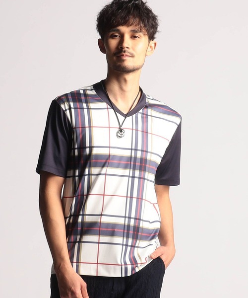 NICOLE CLUB FOR MEN（ニコルクラブフォーメン）の「総柄ストレッチライトポンチ半袖Tシャツ（Tシャツ/カットソー・メンズ・ホワイト系/その他1/その他2・MEDIUM/LARGE/X-LARGE）」の3枚目の写真