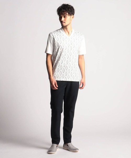NICOLE CLUB FOR MEN（ニコルクラブフォーメン）の「総柄ストレッチライトポンチ半袖Tシャツ（Tシャツ/カットソー・メンズ・ホワイト系/その他1/その他2・MEDIUM/LARGE/X-LARGE）」の6枚目の写真