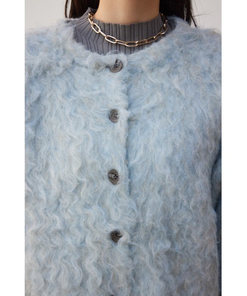 AZUL by moussy(アズールバイマウジー)の「シャギーボタンロングカーディガン(カーディガン/ボレロ・レディース・チャコールグレー/ライトブルー・FREE)」の20枚目の写真