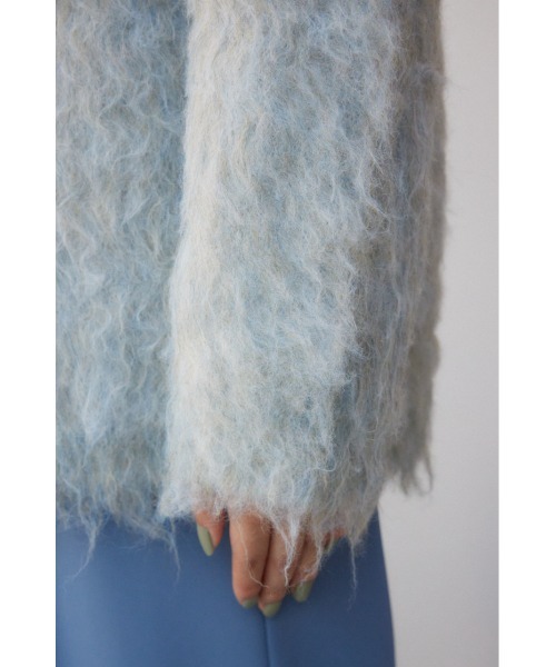AZUL by moussy(アズールバイマウジー)の「シャギーボタンロングカーディガン(カーディガン/ボレロ・レディース・チャコールグレー/ライトブルー・FREE)」の22枚目の写真