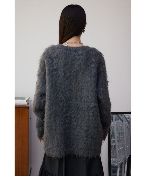 AZUL by moussy(アズールバイマウジー)の「シャギーボタンロングカーディガン(カーディガン/ボレロ・レディース・チャコールグレー/ライトブルー・FREE)」の8枚目の写真