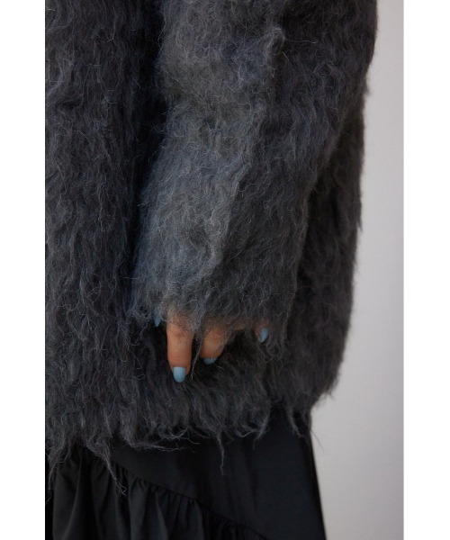 AZUL by moussy(アズールバイマウジー)の「シャギーボタンロングカーディガン(カーディガン/ボレロ・レディース・チャコールグレー/ライトブルー・FREE)」の11枚目の写真