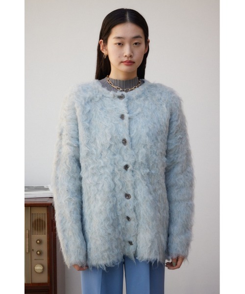 AZUL by moussy(アズールバイマウジー)の「シャギーボタンロングカーディガン(カーディガン/ボレロ・レディース・チャコールグレー/ライトブルー・FREE)」の17枚目の写真