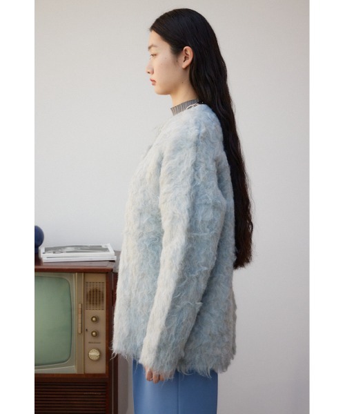 AZUL by moussy(アズールバイマウジー)の「シャギーボタンロングカーディガン(カーディガン/ボレロ・レディース・チャコールグレー/ライトブルー・FREE)」の18枚目の写真