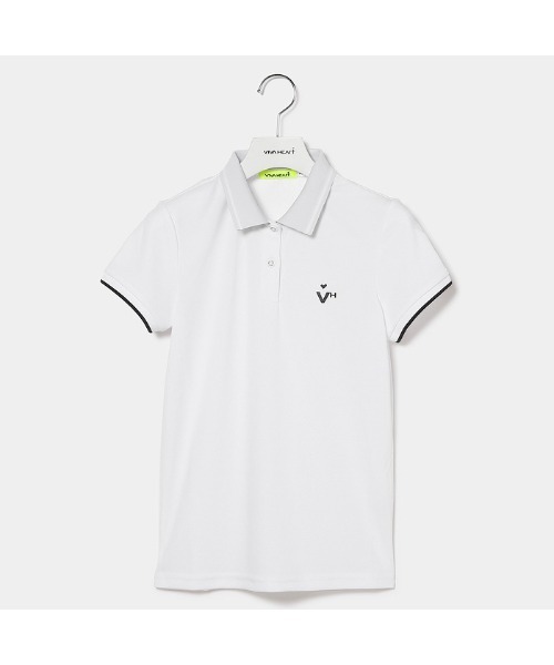 VIVA HEART(ビバハート)の「【VIVA HEART/GOLF】襟裏ロゴベーシック半袖ポロ(ポロシャツ・レディース・ネイビー/イエロー/ブラック/オフホワイト・40/38/42)」の1枚目の写真