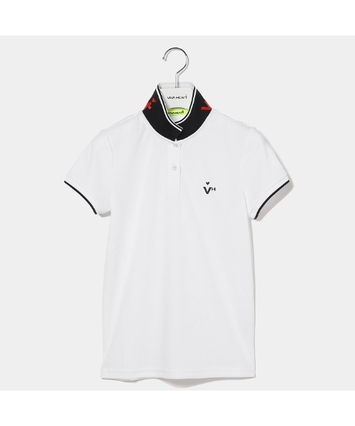 VIVA HEART(ビバハート)の「【VIVA HEART/GOLF】襟裏ロゴベーシック半袖ポロ(ポロシャツ・レディース・ネイビー/イエロー/ブラック/オフホワイト・40/38/42)」の7枚目の写真