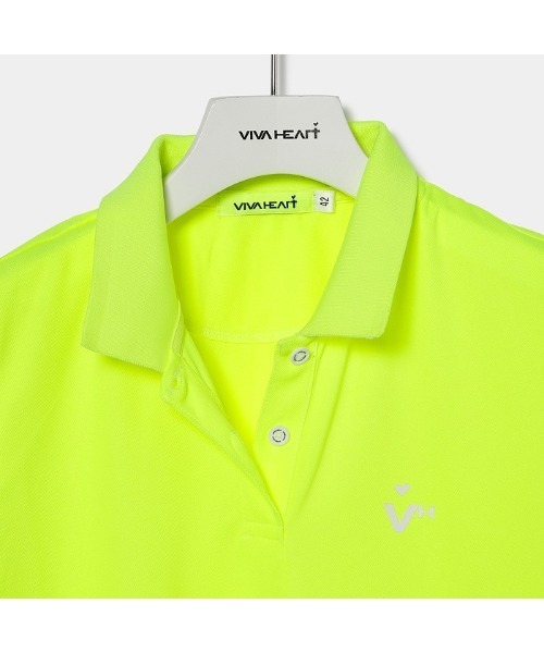 VIVA HEART(ビバハート)の「【VIVA HEART/GOLF】襟裏ロゴベーシック半袖ポロ(ポロシャツ・レディース・ネイビー/イエロー/ブラック/オフホワイト・40/38/42)」の18枚目の写真