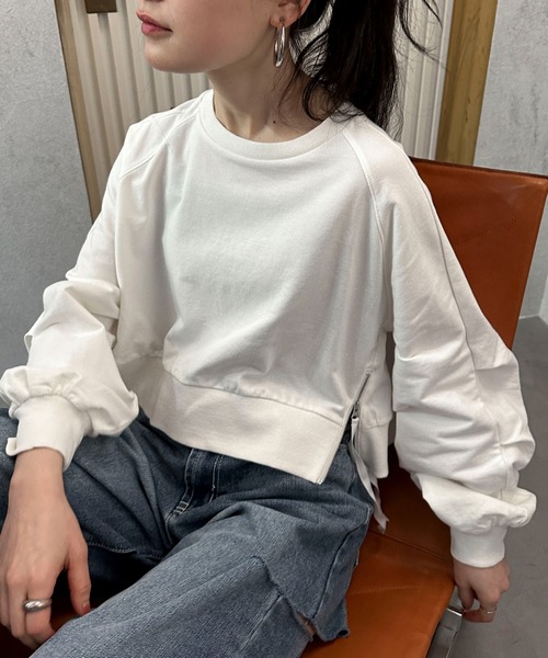 feepur(フェピュール)の「サイドジップショートミニ裏毛スウェット(スウェット・レディース・ブラック/オフホワイト/オートミール・MEDIUM)」の2枚目の写真