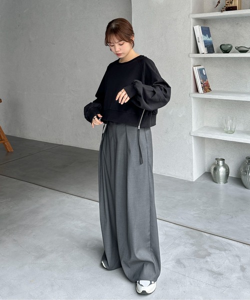 feepur(フェピュール)の「サイドジップショートミニ裏毛スウェット(スウェット・レディース・ブラック/オフホワイト/オートミール・MEDIUM)」の14枚目の写真