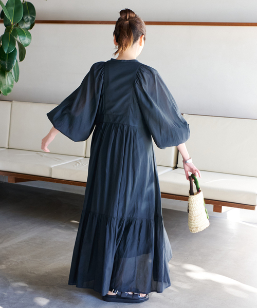 JOURNAL STANDARD（ジャーナルスタンダード）の「オリエンタルプリントティアードワンピース（ワンピース・レディース・ライトブルー/ブラック/イエロー系その他/ブラックミックス・FREE）」の7枚目の写真