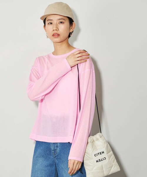 CITEN(シテン)の「<CITEN>シアー ユルTシャツ(Tシャツ/カットソー・レディース・ホワイト/ブラック/ライトブルー/ベージュ/ピンク・FREE)」の5枚目の写真