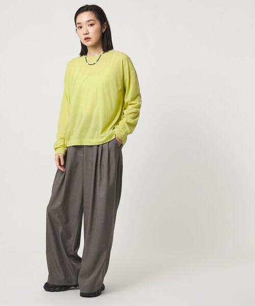 CITEN（シテン）の「＜CITEN＞シアー ユルTシャツ（Tシャツ/カットソー・レディース・ホワイト/ライトブルー/ブラック/ベージュ/ピンク・FREE）」の7枚目の写真