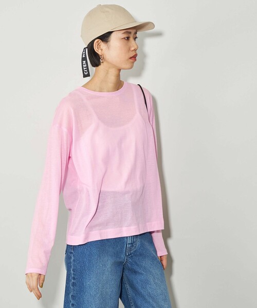 CITEN(シテン)の「<CITEN>シアー ユルTシャツ(Tシャツ/カットソー・レディース・ホワイト/ライトブルー/ブラック/ベージュ/ピンク/イエロー・FREE)」の15枚目の写真