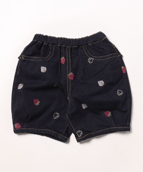 HAKKA BABY（ハッカベビー）の「[ベビー]いちご刺繍ストレッチデニムカボチャパンツ（デニムパンツ・キッズ・ブルー/ネイビー・L）」の2枚目の写真