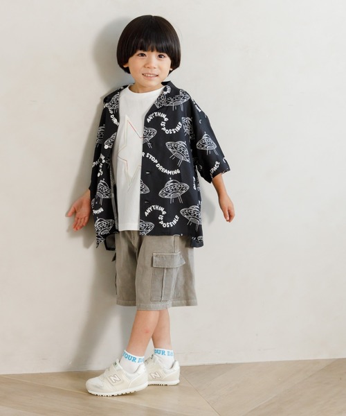 MAKE YOUR DAY(メイクユアデイ)の「セットアップできるUFO総柄半袖シャツ■80~140cm(シャツ/ブラウス・キッズ・ブラック/オリーブ・80/140/130/120/110/100/90)」の16枚目の写真