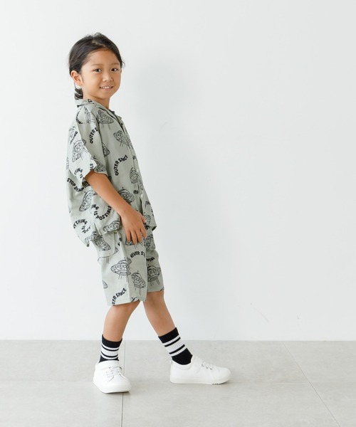 MAKE YOUR DAY(メイクユアデイ)の「セットアップできるUFO総柄半袖シャツ■80~140cm(シャツ/ブラウス・キッズ・ブラック/オリーブ・80/140/130/120/110/100/90)」の9枚目の写真
