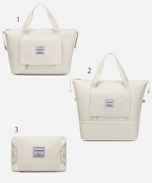 shopnikoniko（ショップニコニコ）の「トラベルバッグ 大容量 ボストン 折り畳み ラテカラー 2段階拡張 コンパクト ナイロン 旅行用 ボストンバッグ（スーツケース/キャリーバッグ・レディース・ベージュ/ホワイト/ホワイト系その他・フリー）」の20枚目の写真