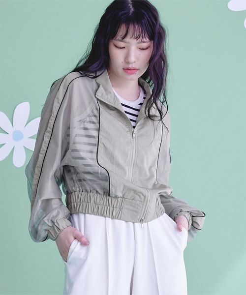 miette(ミエット)の「ダブルジップメッシュブルゾン(ブルゾン・レディース・ブラック/グレー/ホワイト系その他・FREE)」の1枚目の写真