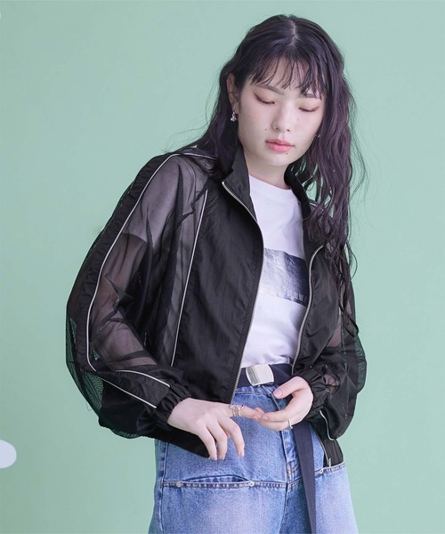 miette(ミエット)の「ダブルジップメッシュブルゾン(ブルゾン・レディース・ブラック/グレー/ホワイト系その他・FREE)」の3枚目の写真