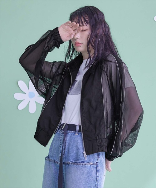 miette(ミエット)の「ダブルジップメッシュブルゾン(ブルゾン・レディース・ブラック/グレー/ホワイト系その他・FREE)」の12枚目の写真