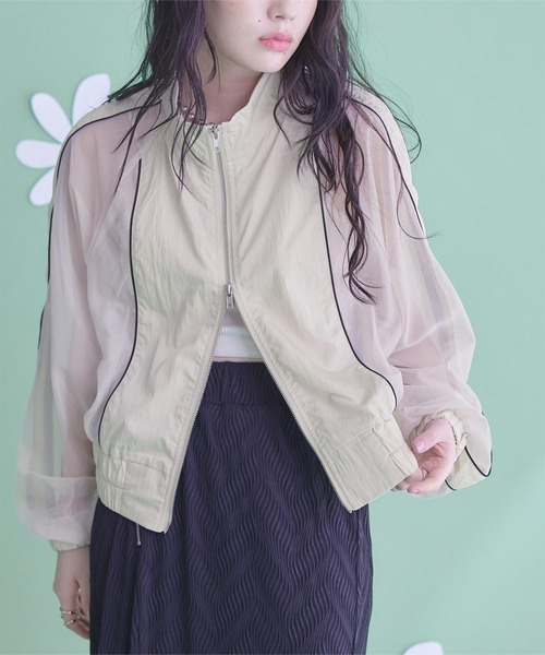 miette(ミエット)の「ダブルジップメッシュブルゾン(ブルゾン・レディース・ブラック/グレー/ホワイト系その他・FREE)」の4枚目の写真