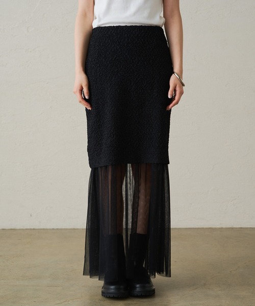 …LOUNGEDRESS コンビスカート ブラック　ラウンジドレス LOUNGEDRESS（ラウンジドレス）の「コンビスカート（スカート