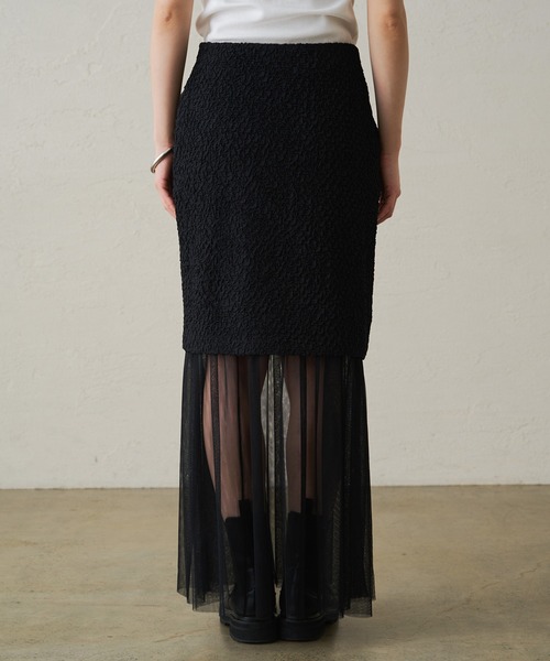 …LOUNGEDRESS コンビスカート ブラック　ラウンジドレス LOUNGEDRESS（ラウンジドレス）の「コンビスカート（スカート