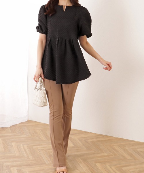 Lace Ladies(レースレディース)の「キーネック パフスリーブ ペプラム 半袖 プルオーバー(シャツ/ブラウス・レディース・ホワイト/ブラック/アイボリー・FREE)」の5枚目の写真