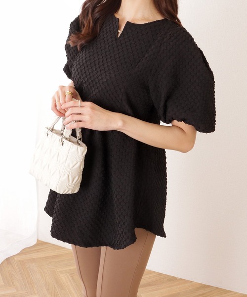 Lace Ladies(レースレディース)の「キーネック パフスリーブ ペプラム 半袖 プルオーバー(シャツ/ブラウス・レディース・ホワイト/ブラック/アイボリー・FREE)」の6枚目の写真
