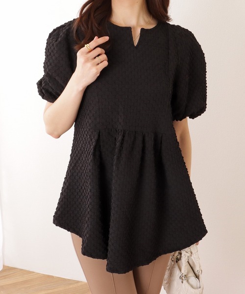 Lace Ladies(レースレディース)の「キーネック パフスリーブ ペプラム 半袖 プルオーバー(シャツ/ブラウス・レディース・ホワイト/ブラック/アイボリー・FREE)」の7枚目の写真