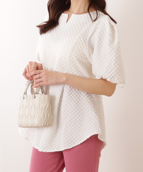 Lace Ladies(レースレディース)の「キーネック パフスリーブ ペプラム 半袖 プルオーバー(シャツ/ブラウス・レディース・ホワイト/ブラック/アイボリー・FREE)」の15枚目の写真