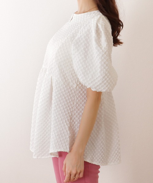 Lace Ladies(レースレディース)の「キーネック パフスリーブ ペプラム 半袖 プルオーバー(シャツ/ブラウス・レディース・ホワイト/ブラック/アイボリー・FREE)」の18枚目の写真