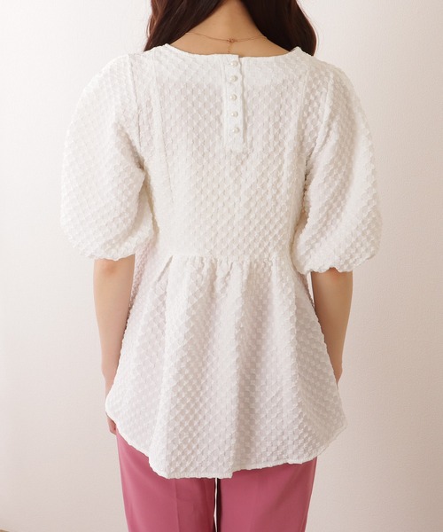 Lace Ladies(レースレディース)の「キーネック パフスリーブ ペプラム 半袖 プルオーバー(シャツ/ブラウス・レディース・ホワイト/ブラック/アイボリー・FREE)」の19枚目の写真