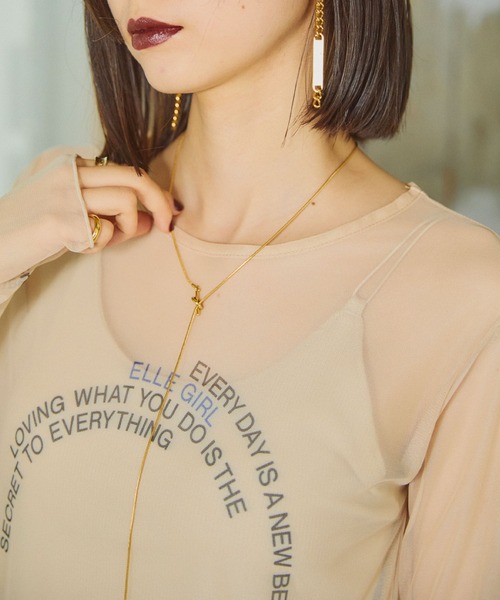 ELLEgirl(エルガール)の「タトゥープリントシアートップス【ELLEgirl/エル ガール】(Tシャツ/カットソー・レディース・ブラック/ベージュ/ブラック系その他/ベージュ系その他・FREE)」の7枚目の写真