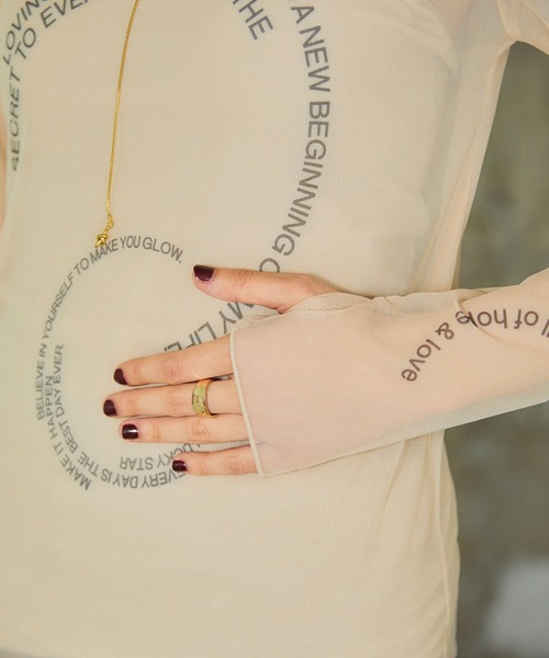 ELLEgirl(エルガール)の「タトゥープリントシアートップス【ELLEgirl/エル ガール】(Tシャツ/カットソー・レディース・ブラック/ベージュ/ブラック系その他/ベージュ系その他・FREE)」の6枚目の写真