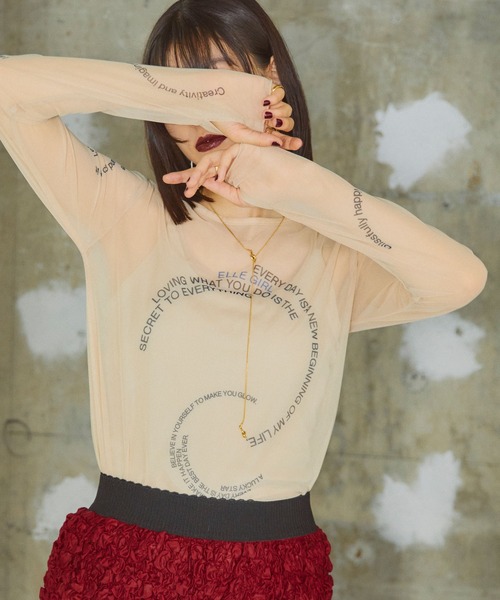 ELLEgirl(エルガール)の「タトゥープリントシアートップス【ELLEgirl/エル ガール】(Tシャツ/カットソー・レディース・ブラック/ベージュ/ブラック系その他/ベージュ系その他・FREE)」の20枚目の写真