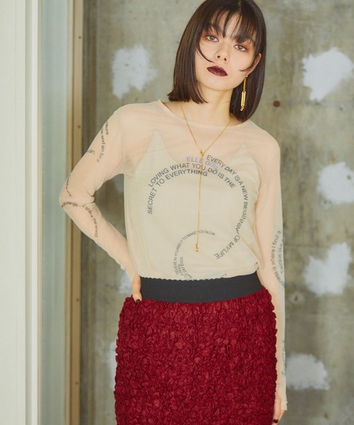 ELLEgirl(エルガール)の「タトゥープリントシアートップス【ELLEgirl/エル ガール】(Tシャツ/カットソー・レディース・ブラック/ベージュ/ブラック系その他/ベージュ系その他・FREE)」の19枚目の写真